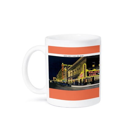Center Street At Night, Reno, Nevada With Antique Cars, 11oz Mug