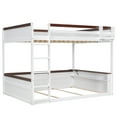 thumbnail image 5 of Euroco Wood Queen over Queen Bunk Bed with Shelves and Cabinets,  Storage Headboard with LED Light and USB Charging, White, 5 of 12