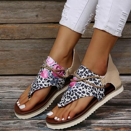 

BRISEZZS Flat Sandals for Women- Casual Sunflower Clip-Toe Plus Open Toe Summer Sandals #613 White