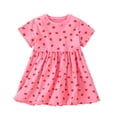 thumbnail image 1 of Qudderr Robe Imprimée pour Bébé Filles Manches Courtes en Coton Robes d'Été Col Rond Robe d'Été pour Filles 1-8 Ans, 1 of 9