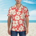 thumbnail image 4 of Balery Beige Flowers Print Men's Hawaiian Shirts Short Sleeve Beach Shirt Relaxed Fit Vacation Button Down Shirts-X-Large, 4 of 9