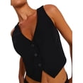 thumbnail image 4 of Yunliwuli Women Vest, Sleeveless V Neck Button Vest Solid Color Outwear Gilet for Casual Daily, 4 of 10