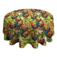thumbnail image 4 of Green Chicken Farm Pattern Round Tablecloth 60"x60",Wrinkle Wipeable Table Cloth for Kitchen Dining Room Picnic Patio Party, 4 of 6