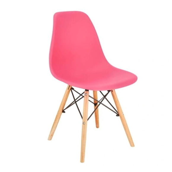 Pink Eiffel Chair With Natural Wood Legs, Chair ideal for Dining Room, Kitchen, Living Room.