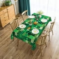 thumbnail image 4 of St. Patrick’s Day Tablecloth, Green Lucky Shamrock Table Cloth, Buffalo Plaid Checkered Tablecloths, Four Leaf Clovers Waterproof Tablecloth Rectangle for Dinner Party Decoration, 60 x 120 inch, 4 of 6