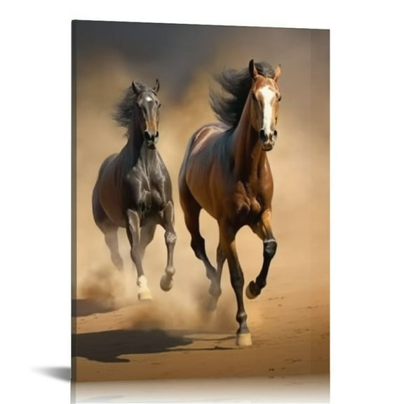 Acheng Horse Canvas Wall Art Running Horses Picture Painting Prints Animal Artwork for Home Living Room Bedroom Decor Ready to Hang 12x16 in