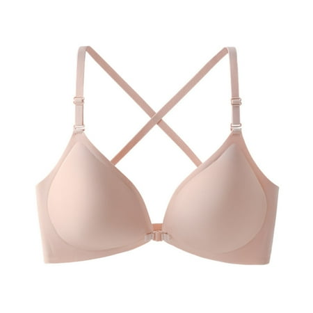 Exclusive Deal: Woman Bras  Sujetadores Mujer  Women s Beautiful Back Underwear Push-up Sexy Front Buckle Bra Seamless Bra SOPATENOR Beige S