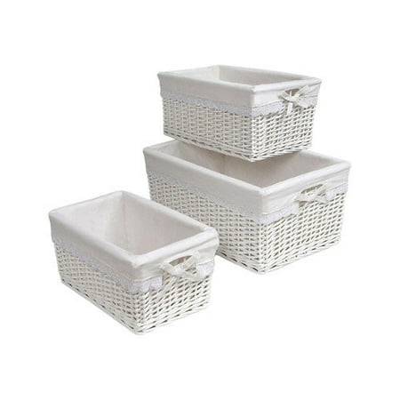 Badger Basket Wicker 3 Piece Basket Set with Liners