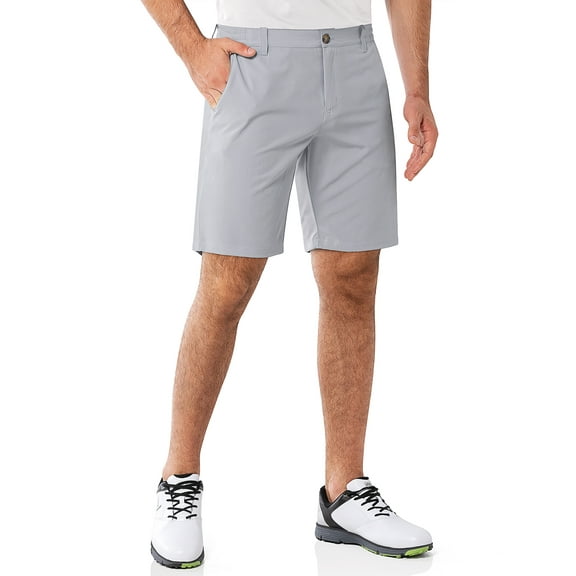 33,000ft Men's Golf Shorts 9" Dry Fit and UPF 50 Lightweight Stretch Golf Shorts with Pockets Silver 34W