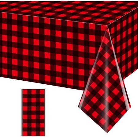 

1 Pack Christmas Buffalo Plaid Party Tablecloth Decorations Disposable Waterproof Red and Black Lumberjack Checkered Plaid Table Cover Backdrop for Christmas Winter Holiday Party Supplies 54x108Inch