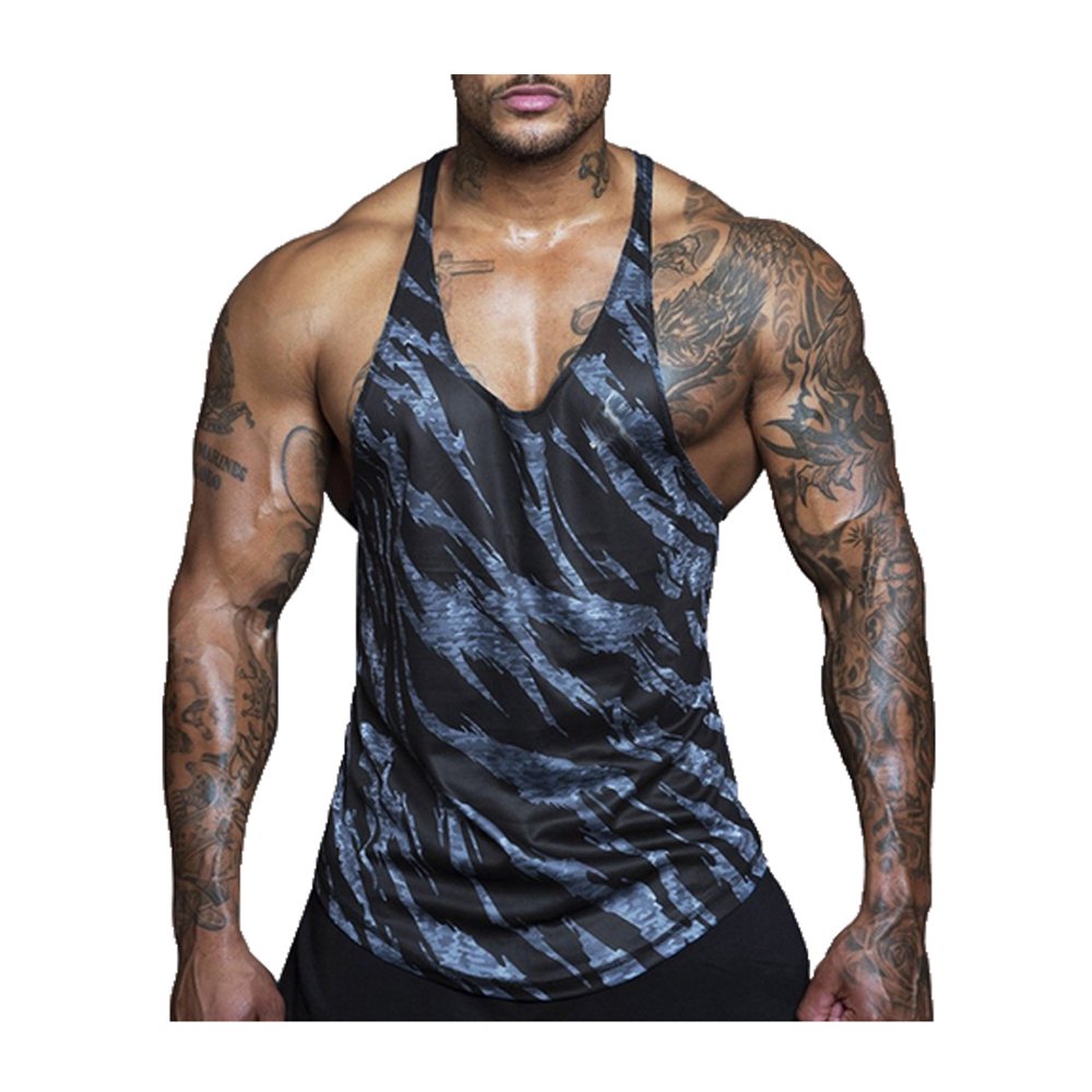 Hirigin Hirigin Men Stringer Tank Top Gym Fitness Singlet Sleeveless Muscle Vest