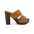 thumbnail image 3 of BLISSFUL STEP Women's Faux Suede Platform High Block Heel Slides Sandals Brown 9.5, 3 of 7