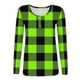 thumbnail image 4 of Stichou Women's Fall Shirts Henley Plaid Slim Fit Long Sleeve Soft Tunic Tops Loose Fit Button T-Shirts Fashion Clothes Green XL, 4 of 5