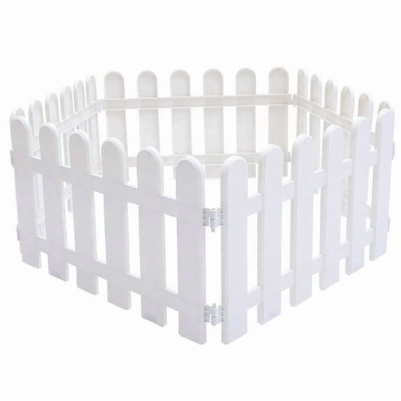 5PCS White Plastic Fence, Premium White Plastic Garden Fence with Decorative Trim, Ideal for Landscaping, Weather-Resistant, Easy Installation