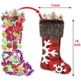 thumbnail image 3 of Medias navideñas, paquete de 4, medias grandes, estilo a cuadros de arpillera con copo de nieve, Papá Noel, muñeco de nieve, reno, peluche, paquete de medias de piel sintética Xemadio WRJM-366, 3 of 7