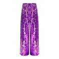 thumbnail image 4 of Lejafay Sequin Casual Pants for Girls Kids Elastic Waist Sparkling Trousers Purple 14, 4 of 7