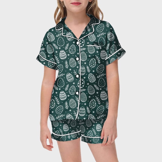WEAIXIMIUNG Children's Easter DIY Hand Painted Home Outfit Set With Colorful Pajamas Girls Can Play And Wear It Daily 140