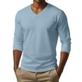 thumbnail image 2 of JGNGSHN Big and Tall Shirts for Men Solid Color V-Neck T Shirt Slim Stretch Basic Tees, 2 of 7