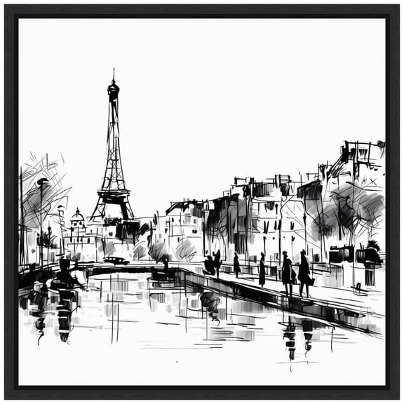 Amanti Art Illustrated City III Paris Framed Canvas Wall Art Print