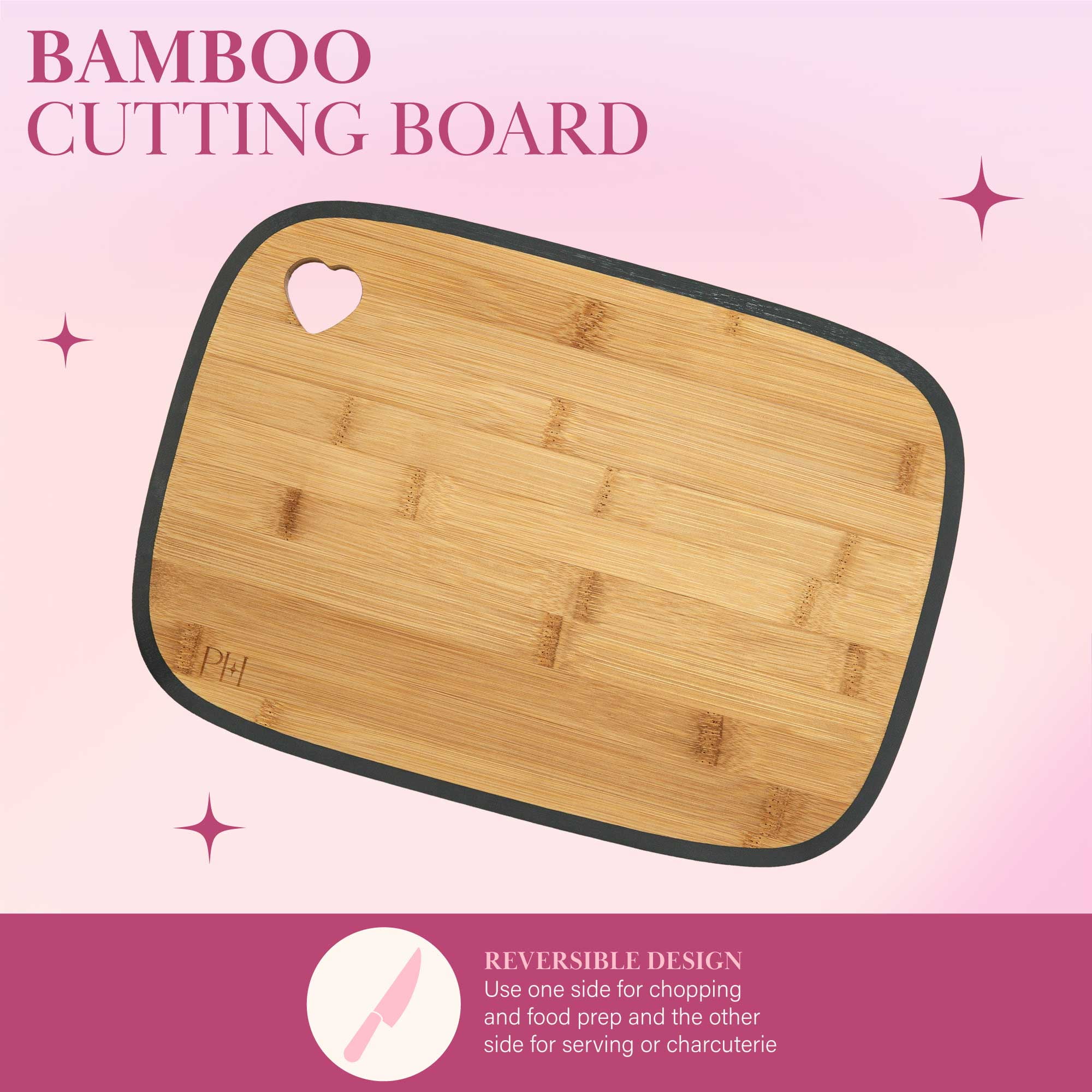  Paris Hilton Reversible Bamboo Cutting Board and Cutlery Set  with Matching High Carbon Stainless Steel Knives, Blade Guards, Sleek Yet  Comfortable Handle Grips, 7-Piece Set Gold, Pink: Home & Kitchen