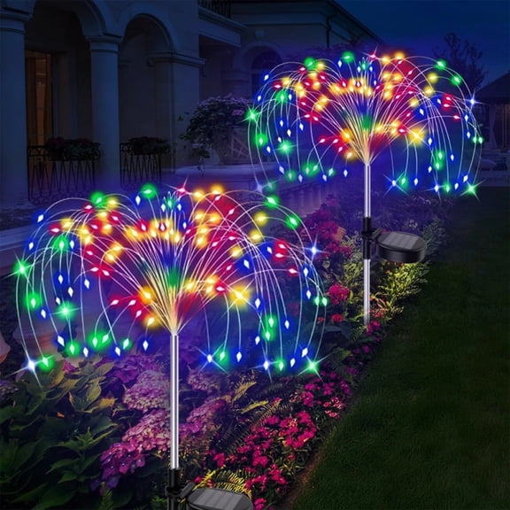 Garden Decor LED Solar Flower Fairy Lights Waterproof Outdoor Solar Power Firework Lamp for Yard Pathway Patio Lawn