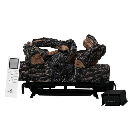 Americangaslogs 18-24 Inch Ventless Fireplace Logs Set with Remote Control, Only Used for Natural Gas,Heats up to 36000BTU (Natural Gas Fireplace Black Oak, 18Inch)