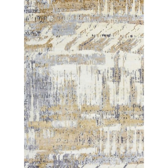 Ahgly Company Indoor Rectangle Mid-Century Modern Tan Brown Gold Oriental Area Rugs, 2' x 5'