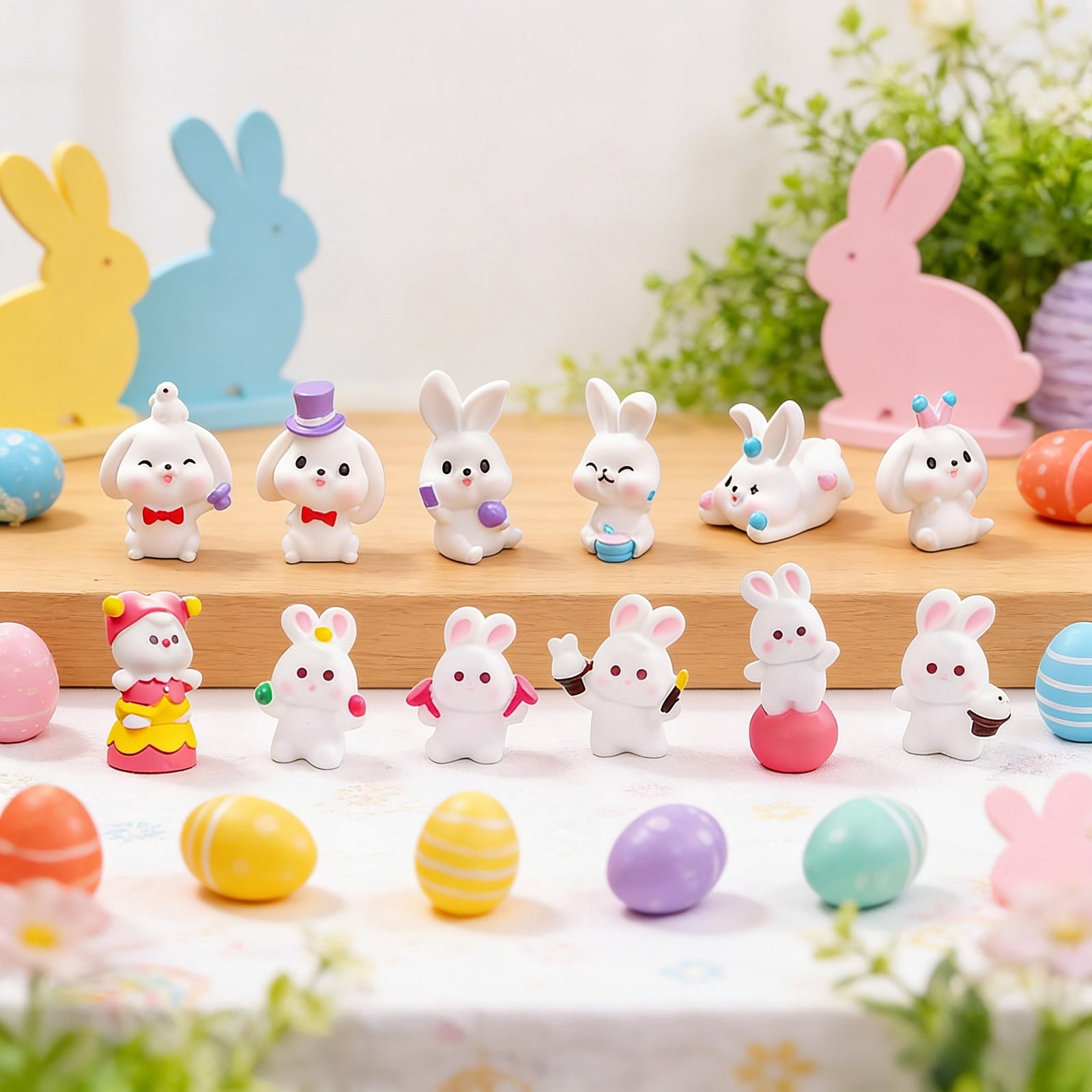 12/24-Piece Easter Egg Bunny Ornament Set, Each Egg Contains A Hidden Mini Bunny Ornament For Kids' Egg & Easter Fun, Ideal For Family Gatherings, School Events, Parties,