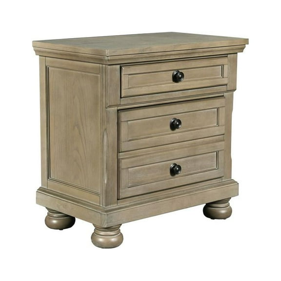 New Classic Furniture Allegra 3-Drawer Wood Nightstand in Pewter