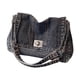 thumbnail image 1 of Bolso de hombro de mezclilla para mujer, organizador, bolso de transporte, bolso de mano portátil de estilo retro. Negro, 1 of 9