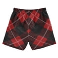 thumbnail image 2 of Black and Red Plaids White Lines Swim Trunks Board Shorts Beach Pants Bathing Bottoms L, 2 of 8