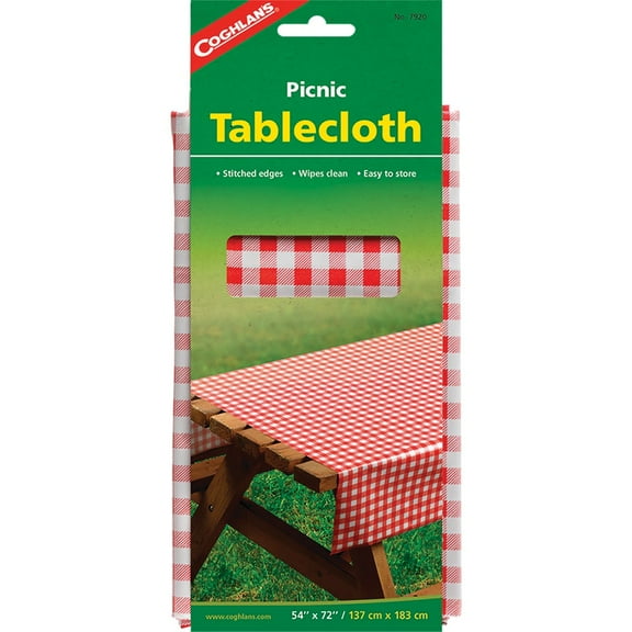 2 PK, Coghlans 7920-Coghlans 54 In. W. x 72 In. L. Red & White Plaid Vinyl Picnic Tablecloth