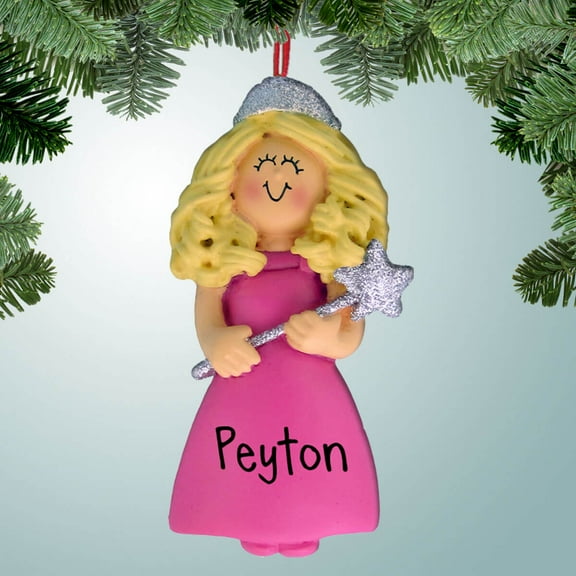 Pink Dress Princess with Silver Wand - Blonde - Personalized Christmas Ornament - Perfect Stocking Stuffer - Great Gift Ideas