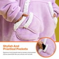 thumbnail image 6 of Joyfy Wearable Blanket Hoodie for Adults, Giggling Getup Sherpa Fleece Hooded Sweatshirt with Pocket & Sleeves, Cozy Gift for Women Men, Standard Bright Violet, 6 of 6
