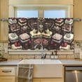 thumbnail image 2 of Yayeee Kitchen Curtains Tier Set of 2 Light Filtering 57"x36" Over Sink Window Panels, Black Chocolate Cakes, 2 of 7