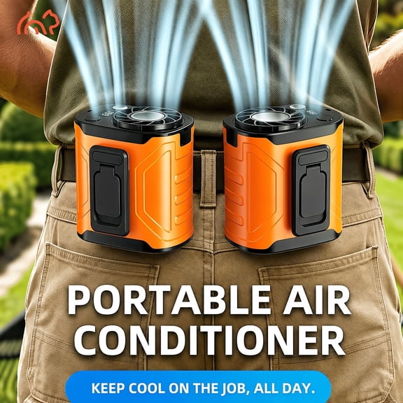 Neck-mounted waist fan, 18,000 rpm powerful brushless motor, 199 speed adjustment settings, 3000mAh large-capacity ultra-long-lasting battery, LED power display, suitable for outdoor work, camping, o