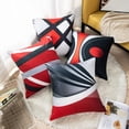 thumbnail image 5 of Set of 4 Throw Pillow Covers Modern Abstract Red Stripes Gray Black White Acrylic Bold Grey Decorative Pillow Cases Home Decor Square 18x18 Inches Pillowcases, 5 of 6