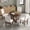 Walnut, variant on EUROCO 5PCS Retro Round Dining Table Set, 58" Extendable Dining Set for 4 with Removable Leaf and 4 Upholstered Chairs,Kitchen Table Set for Dining Room