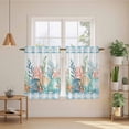 thumbnail image 2 of Watercolor Marine Life Kitchen Curtains 54 Inch Length, Ocean Corals Shells Starfish Blue Plaid Tiers Curtains for Bathroom Bedroom Cafe, Light Filtering Window Treatment Drapes 2 Panels 42"Wx54"L, 2 of 8