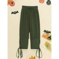 thumbnail image 3 of Linjinx Men's Medieval Ankle Banded Pirate Pants Gothic Renaissance Viking Pirate Costume Lace-Up Trousers Green 150/155, 3 of 7