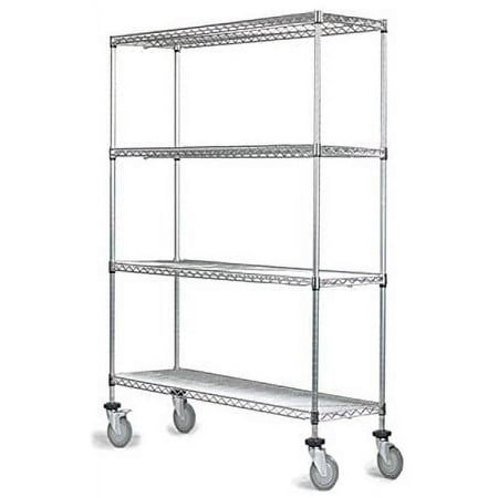 

14 Deep x 36 Wide x 80 High 4 Tier Gray Wire Shelf Truck with 800 lb Capacity