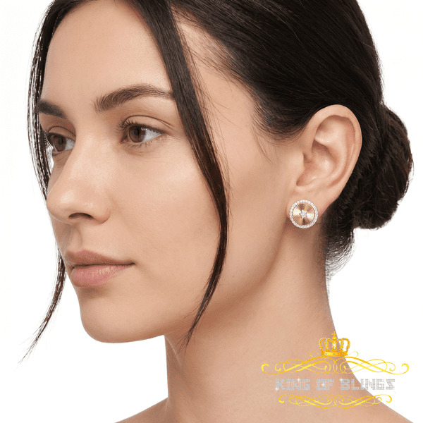 King of Bling's 2.50 ct VVS 'D' Moissanite Mens/Womens 925 Silver Yellow Stud Earrings