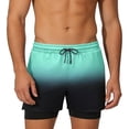 thumbnail image 2 of FRSASU Men's 2 in 1 Gradient Running Shorts Lightweight Summer Loose Elastic Waist Athletic Quick Dry Shorts with Pockets Green, 2 of 9