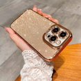 thumbnail image 3 of Compatible for iPhone 14 Pro Luxury Glitter Plating Clear Case, Cute Bling Sparkly Shiny Case for Women Girls Soft TPU Shockproof Camera Protective Back Cover Electroplated Case - Gold, 3 of 11