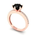 thumbnail image 2 of 1.71ct Round Cut Black Natural Onyx 18k Pink Rose Gold Engraving Statement Bridal Wedding Designer Ring Size 5, 2 of 5