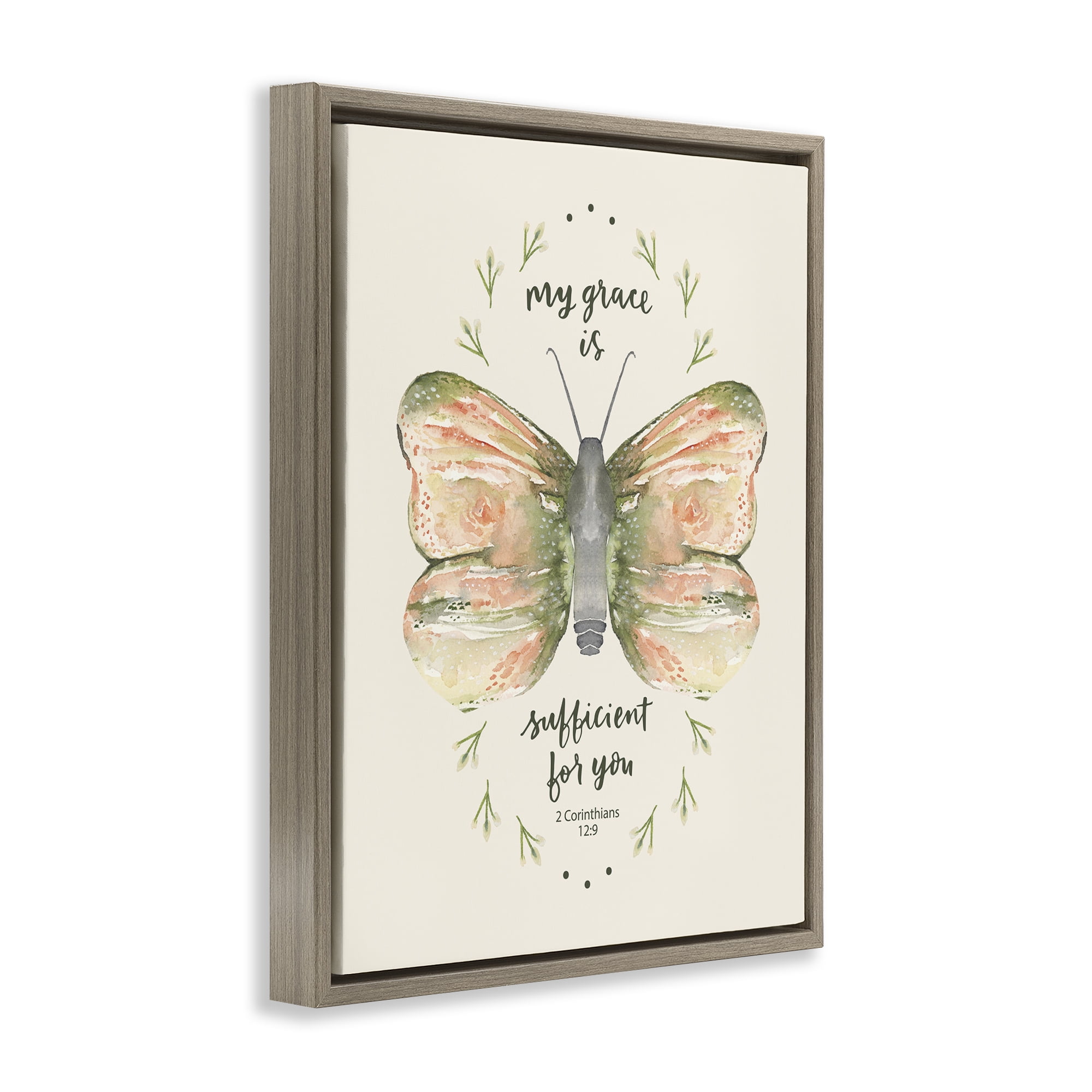 Stupell Industries Floral Corinthians Verse Animals Painting Brown Floater Framed Canvas Art Print Wall Art, 25 x 31
