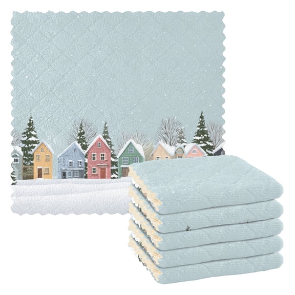 6 Pieces of Kitchen Towels 11x11Inch Kitchen Dish Cloths Kitchen Dish Towels Reuseable Cleaning Cloths Romantic Christmas House