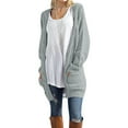 thumbnail image 2 of Vedolay Women's Sweaters Draped Open Front Cropped Cardigan Long Sleeve Knit Outwear Gray,M, 2 of 5