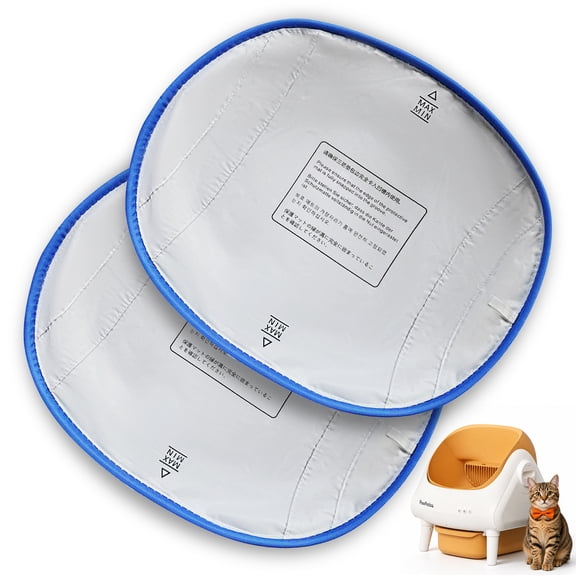 PawPetica Cat Litter Box Waterproof Pad, Replacement Liners for Self-Cleaning Litter Boxes, White with Blue Trim, 16 x 15 Inches, Leak-Proof Protection, 2 Pack