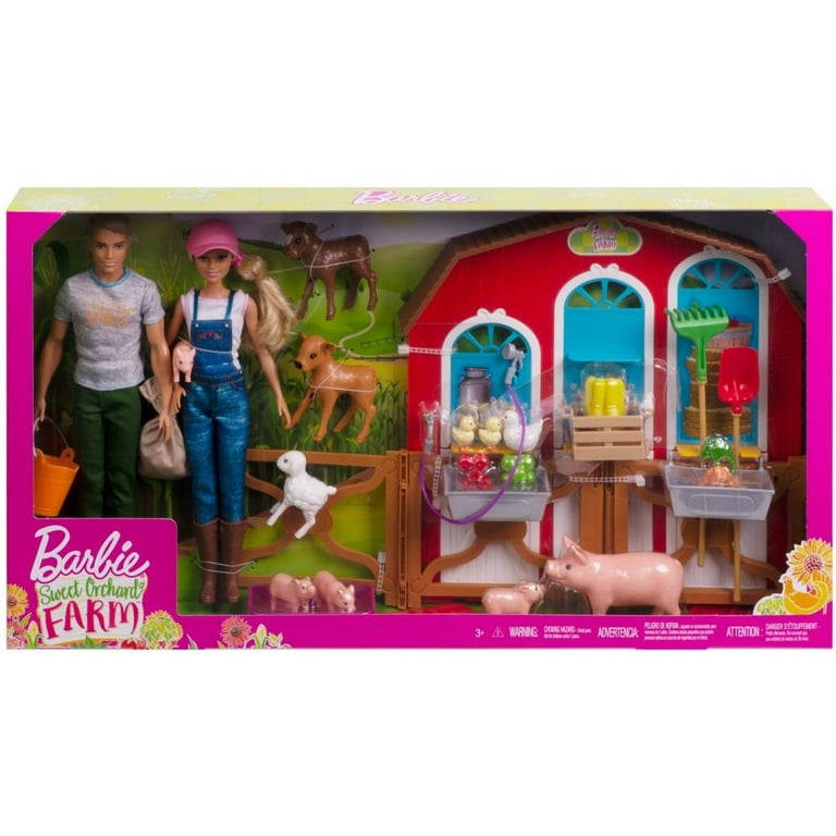 Barbie Sweet Orchard Farm Barn Playset With Barbie And Ken Dolls, Barn With And 11 Animals - Walmart.com